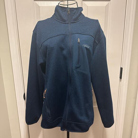 Orvis Trout Full Zip Up Mens Medium Jacket Bum Blue Coat Fishing Outdoor Camping - Picture 1 of 13
